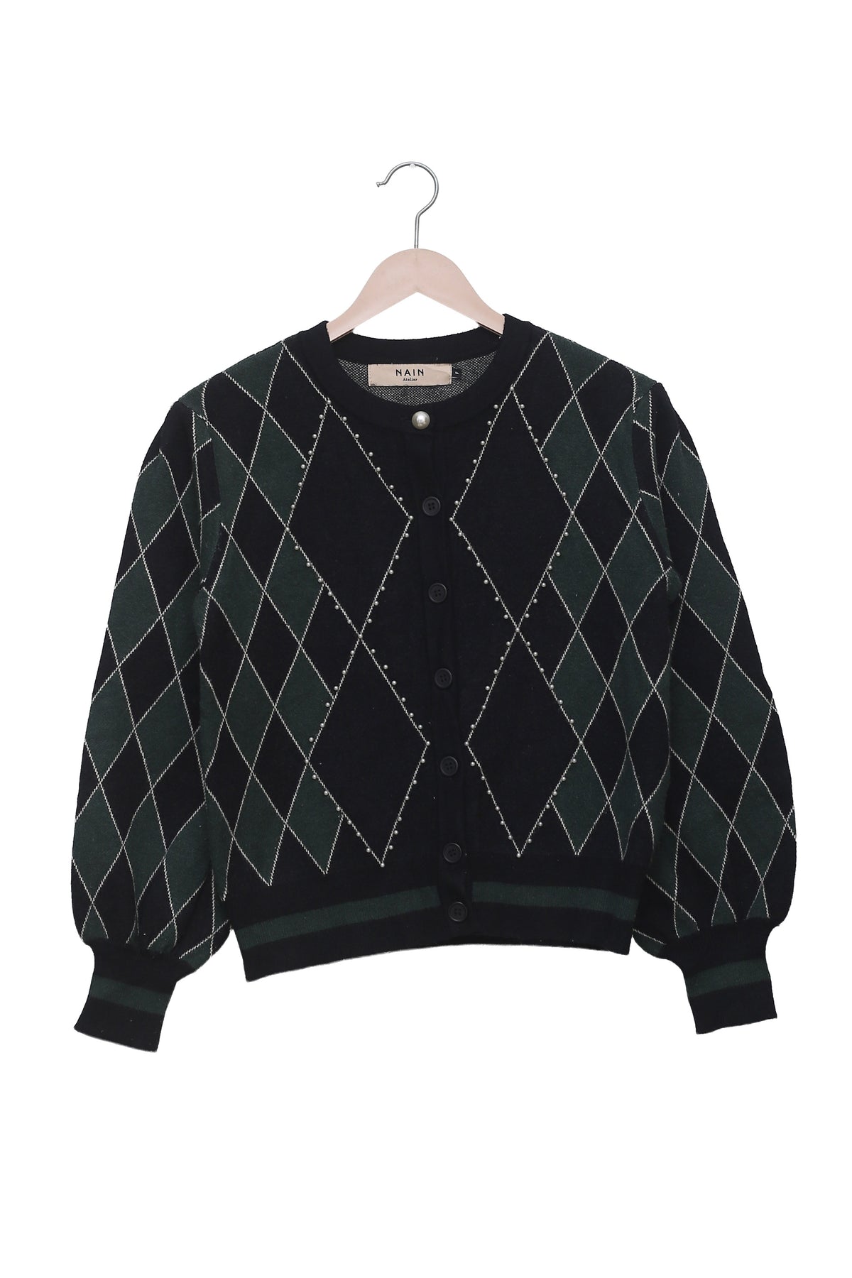 Forest Academia Beaded Argyle Cardigan
