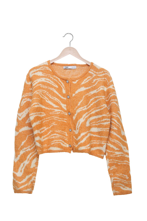 Tangerine Zebra Cropped Cardigan