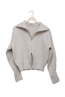 Stone Off-Duty Ribbed Zip Cardigan