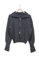 Charcoal Off-Duty Ribbed Zip Cardigan