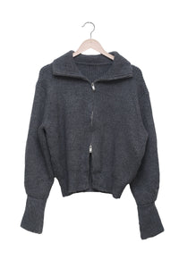 Charcoal Off-Duty Ribbed Zip Cardigan