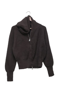Espresso Oversized Collar Zip Cardigan
