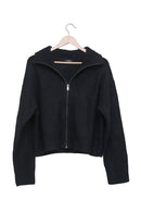 Black Everyday Ribbed Zip Cardigan