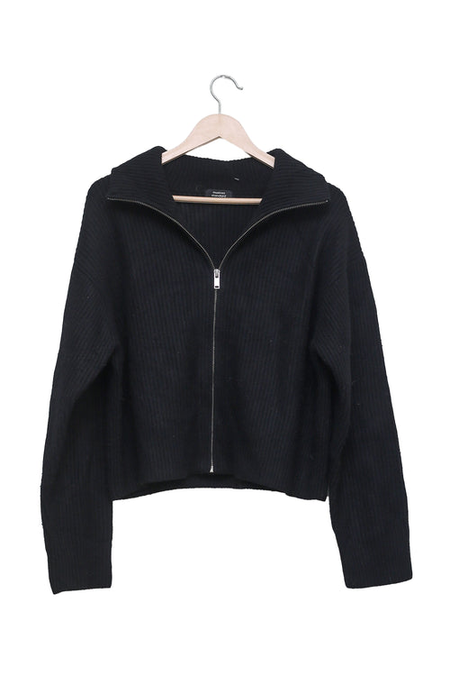 Black Everyday Ribbed Zip Cardigan