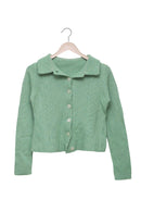Mint Muse Collared Cable Cardigan