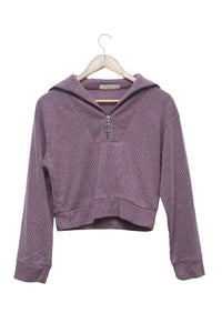 Mauve Mood Ring Zip Cropped Sweater