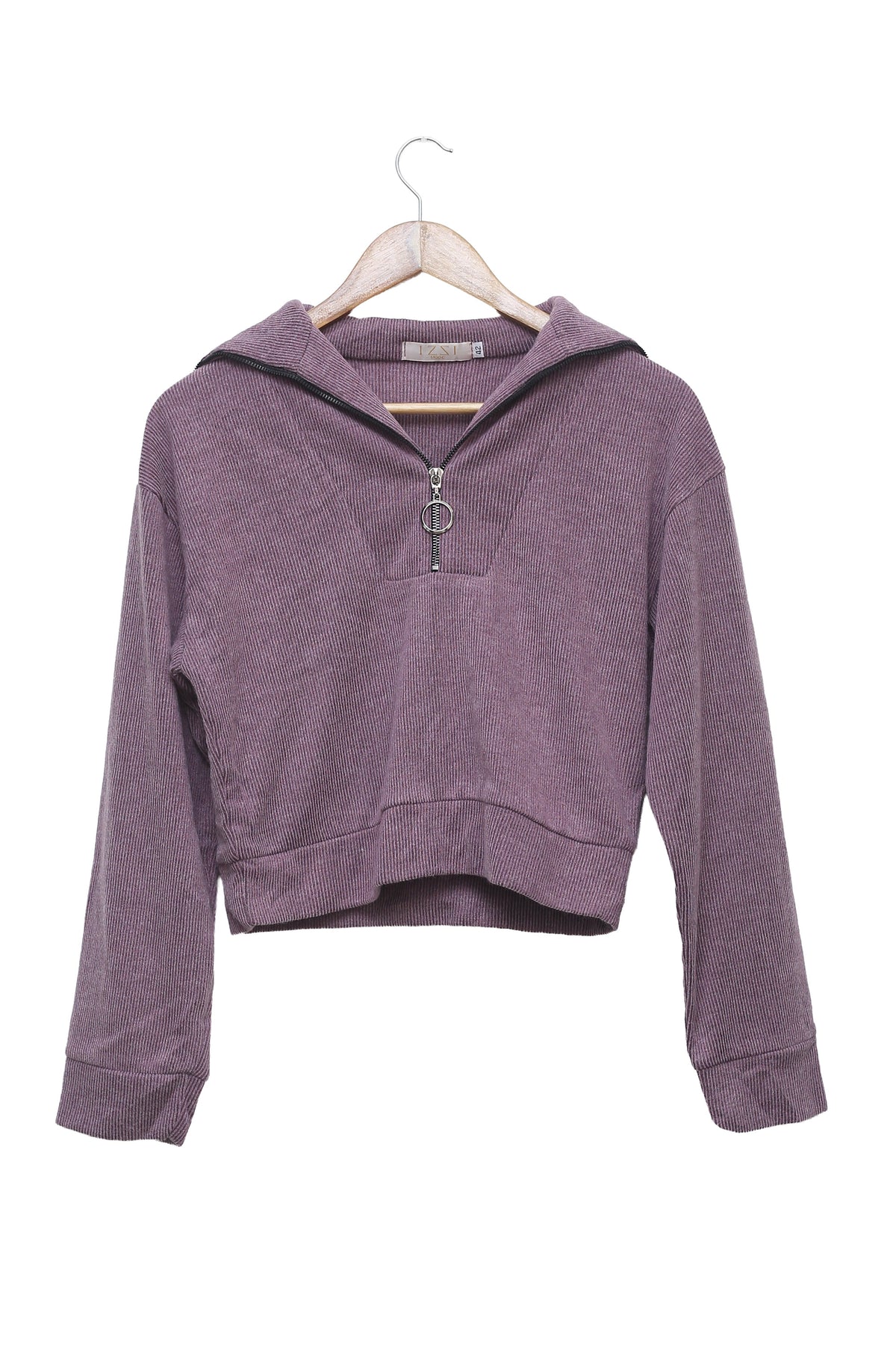 Mauve Mood Ring Zip Cropped Sweater