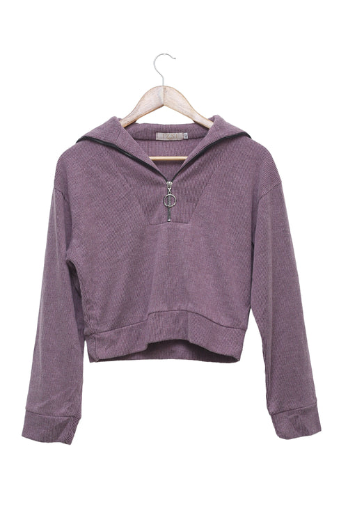 Mauve Mood Ring Zip Cropped Sweater