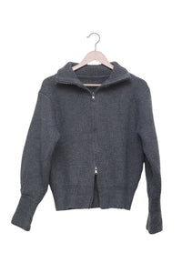 Charcoal Off-Duty Ribbed Zip Cardigan