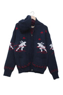 Navy Reindeer Hooded Zip Cardigan