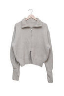 Stone Off-Duty Ribbed Zip Cardigan