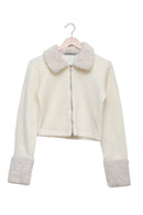 Ivory Cloud Plush Trim Zip Cardigan
