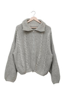Grey Sunday Cable Zip Cardigan