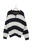 Navy Rugby Stripe Half-Zip Sweater
