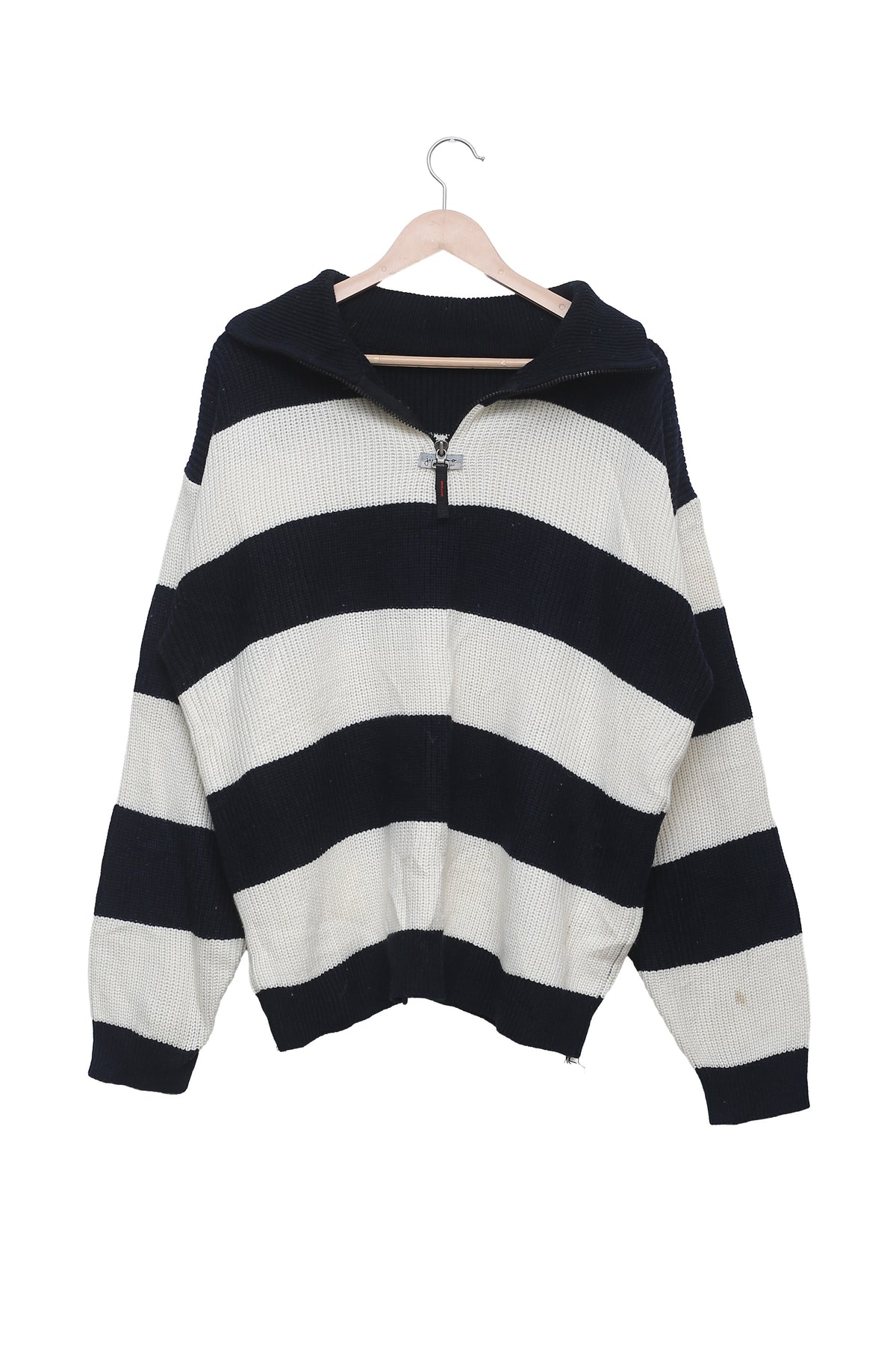 Navy Rugby Stripe Half-Zip Sweater