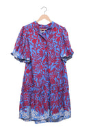 Blue Scarlet Floral Tiered Dress