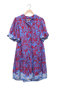 Blue Scarlet Floral Tiered Dress