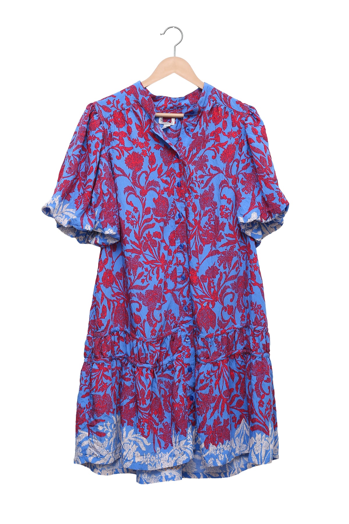 Blue Scarlet Floral Tiered Dress