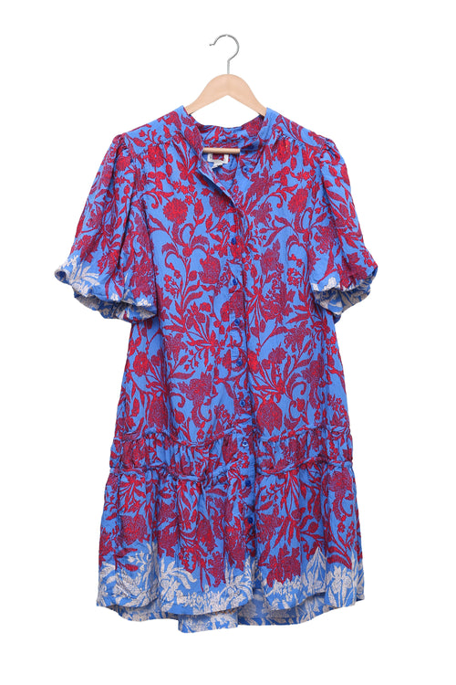 Blue Scarlet Floral Tiered Dress