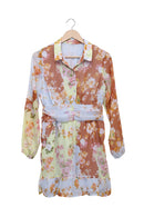 Pastel Floral Ruched Shirt Dress