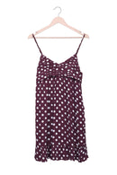 Plum Polka Dot Ruched Dress