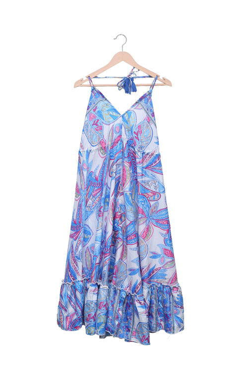 Pastel Botanical Ruffle Halter Dress