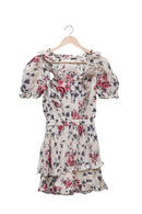 Ivory Rose Puff Sleeve Ruffle Dress