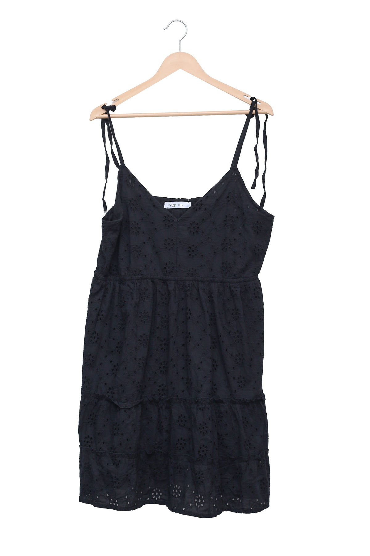 Black Eyelet Tie Strap Dress