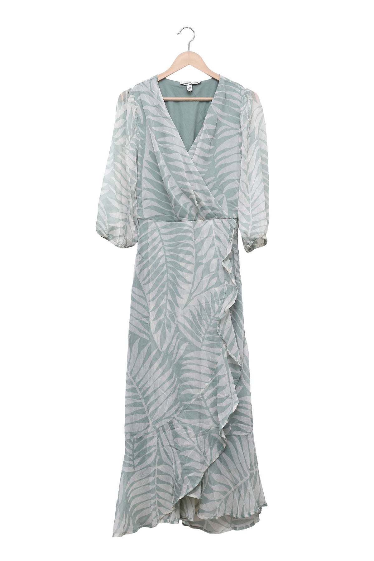 Sage Leaf Ruffle Wrap Dress