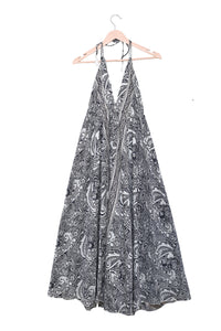 Monochrome Paisley Halter Maxi Dress