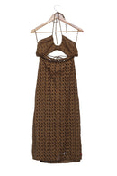 Caramel Eyelet Cutout Halter Dress