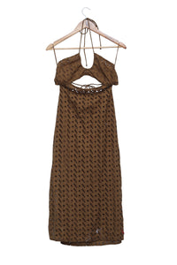 Caramel Eyelet Cutout Halter Dress