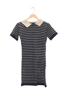 Navy Pinstripe Polo Knit Dress