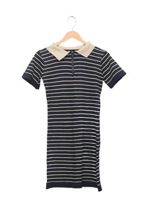 Navy Pinstripe Polo Knit Dress