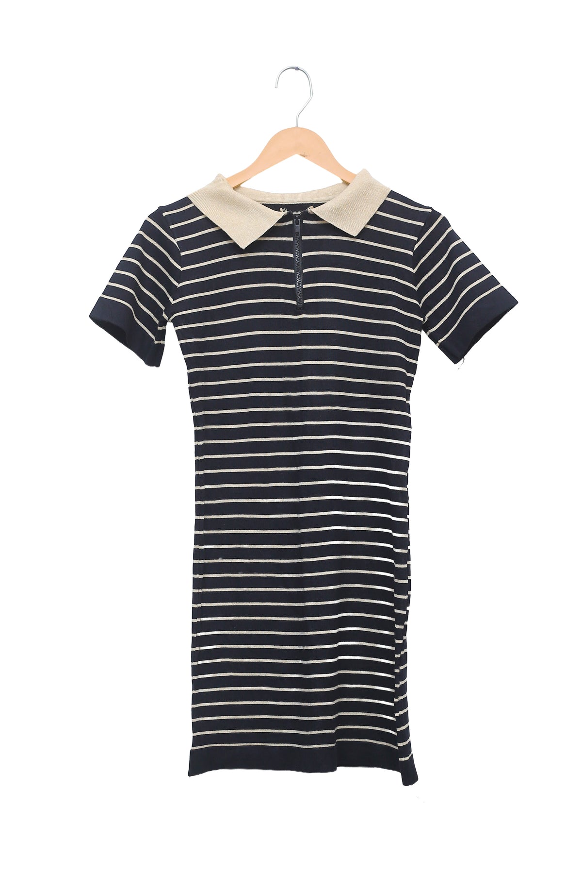 Navy Pinstripe Polo Knit Dress