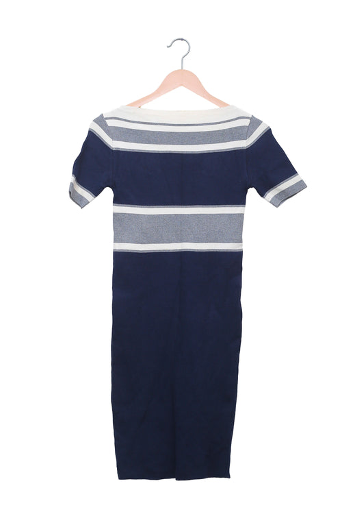 Navy Grey Colorblock Knit Dress