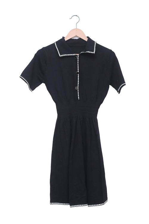 Midnight Contrast Stitch Polo Dress