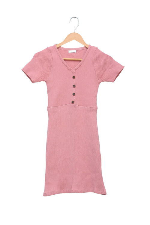 Dusty Rose Button Knit Dress