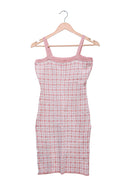 Blush Plaid Knit Mini Dress