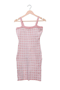 Blush Plaid Knit Mini Dress