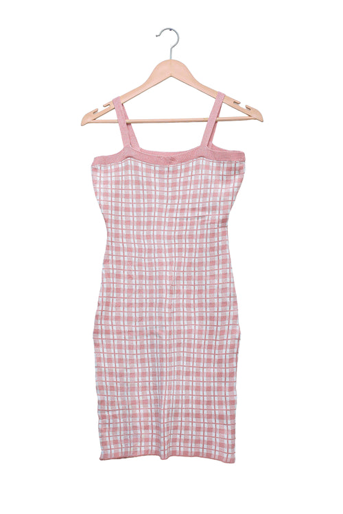 Blush Plaid Knit Mini Dress