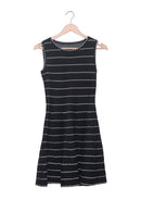 Midnight Dotted Stripe Flare Dress