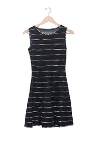 Midnight Dotted Stripe Flare Dress