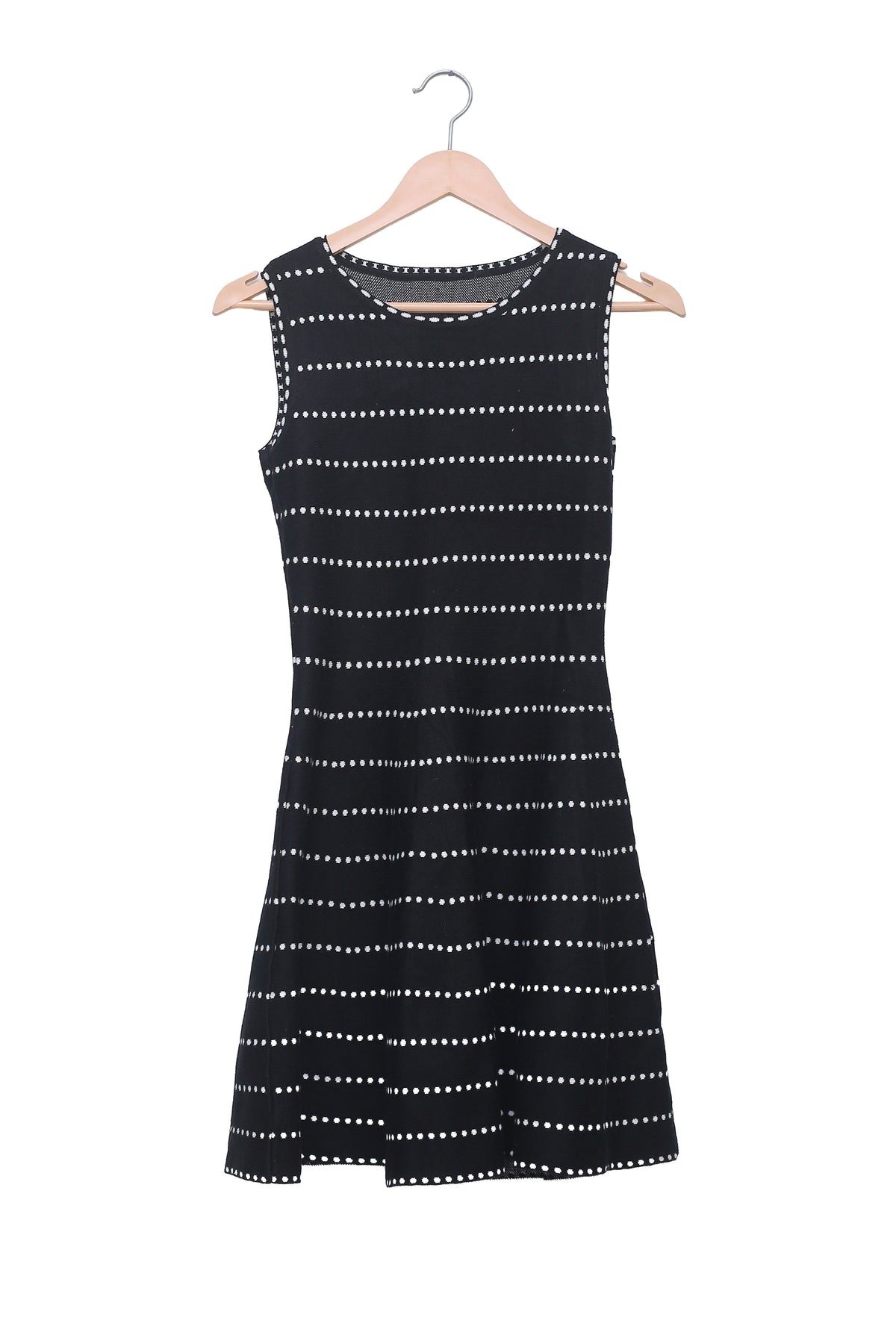 Midnight Dotted Stripe Flare Dress
