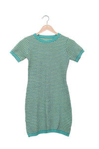 Teal Mosaic Knit Mini Dress