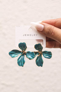 Teal Orchid Earrings