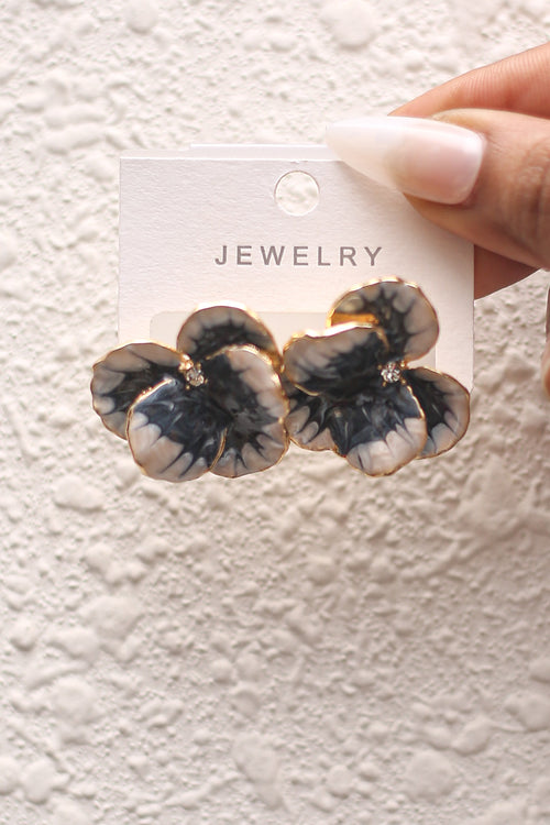 Midnight Marble Bloom Earrings