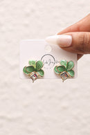 Mint Crystal Clover Earrings