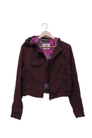 Burgundy Floral Lined Hooded Jacket