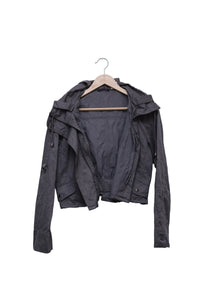 Charcoal Hooded Crop Jacket